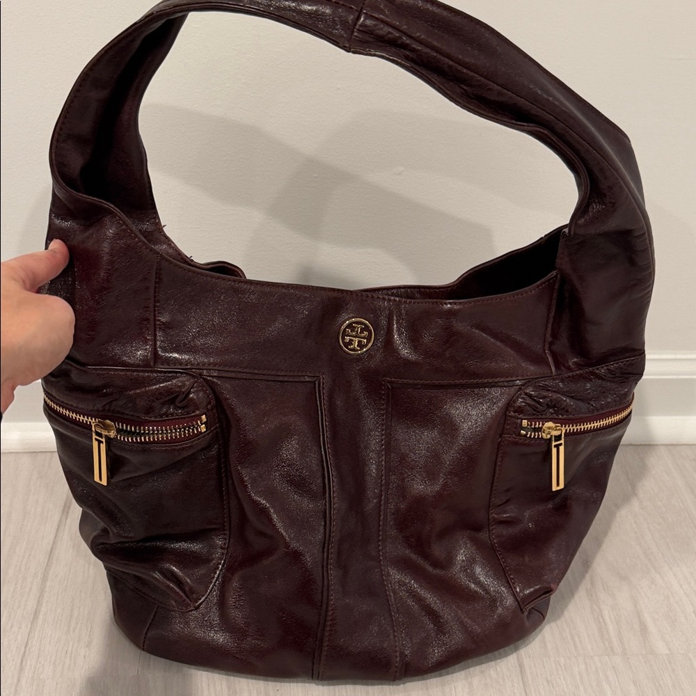 Tory Burch burgundy Leather Hobo Bag